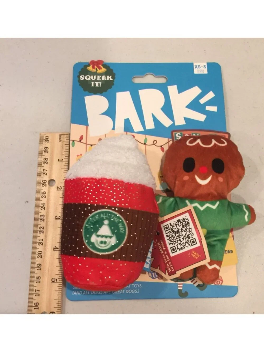 Bark Jolly Jitterbread Man 2 Piece Set Plush Dog Toy Character Coffee Squeak Cri